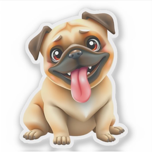 Cute Pug Dog Sticker (Voorkant)