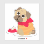 Cute pug dog terug naar school kunst sticker (Vel)