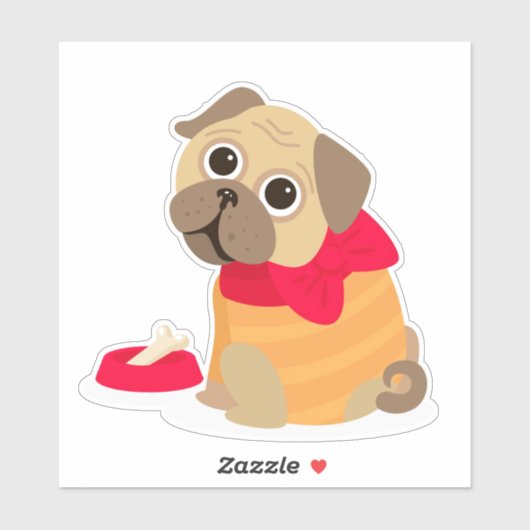 Cute pug dog terug naar school kunst sticker (Vel)