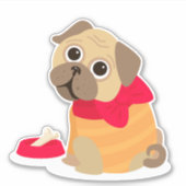 Cute pug dog terug naar school kunst sticker (Voorkant)