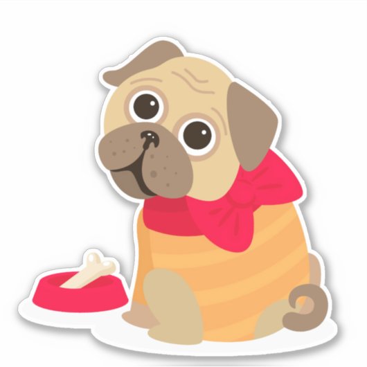 Cute pug dog terug naar school kunst sticker (Voorkant)