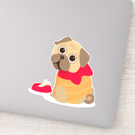 Cute pug dog terug naar school kunst sticker