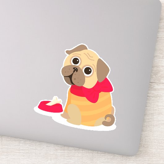 Cute pug dog terug naar school kunst sticker (Detail)