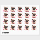 Cute Pug Dog Valentijn Vierkante Sticker (Vel)