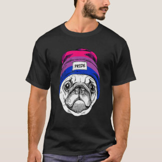 Cute Pug Dog Wearing Bisexual Rainbow Pride Pet T-shirt