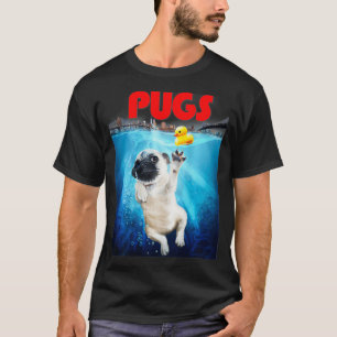 Cute Pug Dog zwemmen in New York Bay T-shirt