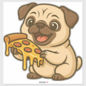 Cute pug donut cartoon funny munching  sticker (Vel)