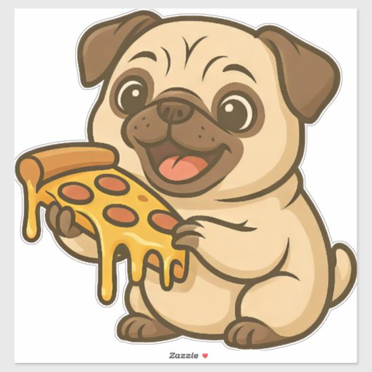 Cute pug donut cartoon funny munching  sticker (Vel)