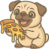 Cute pug donut cartoon funny munching  sticker (Voorkant)