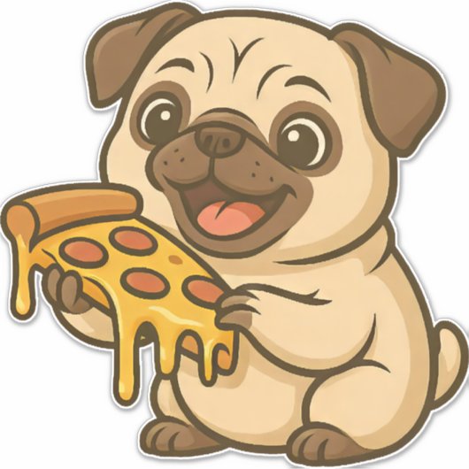 Cute pug donut cartoon funny munching  sticker (Voorkant)