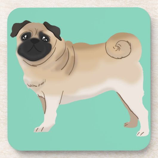 Cute Pug Drankjes Onderzetter (Voorkant)