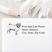 Cute Pug Elegant Dog Tekening Etiket (Insitu)
