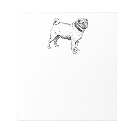 Cute Pug Elegant Dog Tekening Notitieblok (Voorkant)