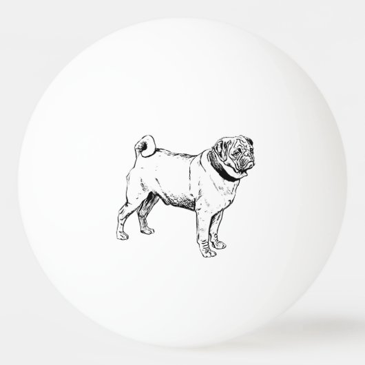 Cute Pug Elegant Dog Tekening Pingpongbal (Voorkant)