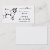 Cute Pug Elegant Dog Tekening Visitekaartje (Voorkant / Achterkant)