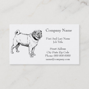 Cute Pug Elegant Dog Tekening Visitekaartje