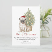 Cute Pug- en kerstboomponden Feestdagenkaart (Staand voorkant)