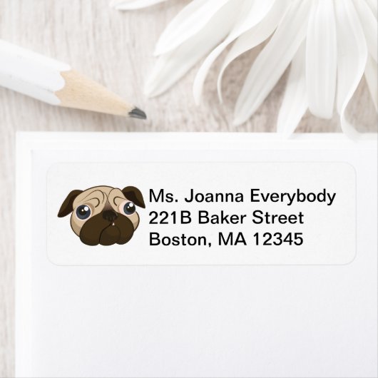 Cute Pug Face Etiket (Insitu)