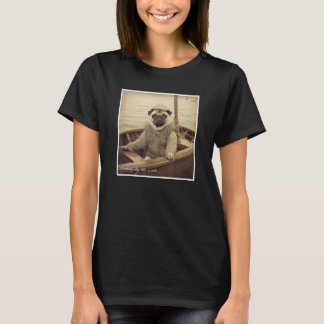 Cute Pug Fisherman on a Boat Humor T-shirt