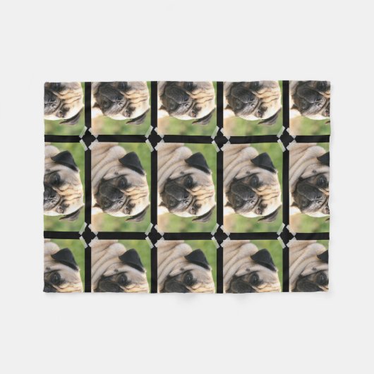 Cute Pug Fleece Deken (Voorkant (Horizontaal))