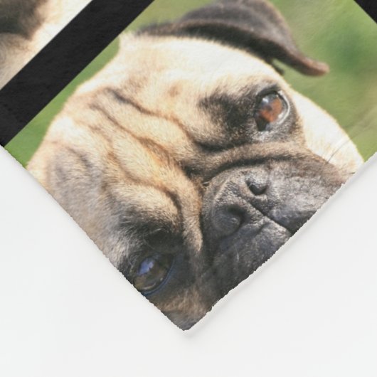 Cute Pug Fleece Deken (Hoek)
