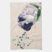 Cute Pug & Flowers Kitchen Towels Theedoek (Verticaal)
