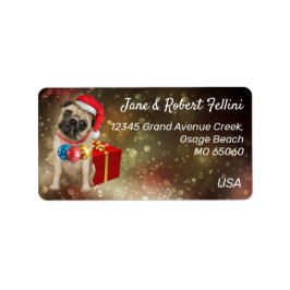 Cute Pug French buldog Red box festive custom Etiket