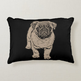 Cute Pug-geborsteld Accent Pillow 16 x 12 inch - z Decoratief Kussen