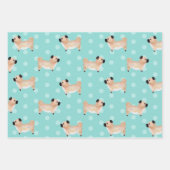 Cute Pug gepersonaliseerde blauwgroen gepatterde h Inpakpapier Vel (Voorkant)