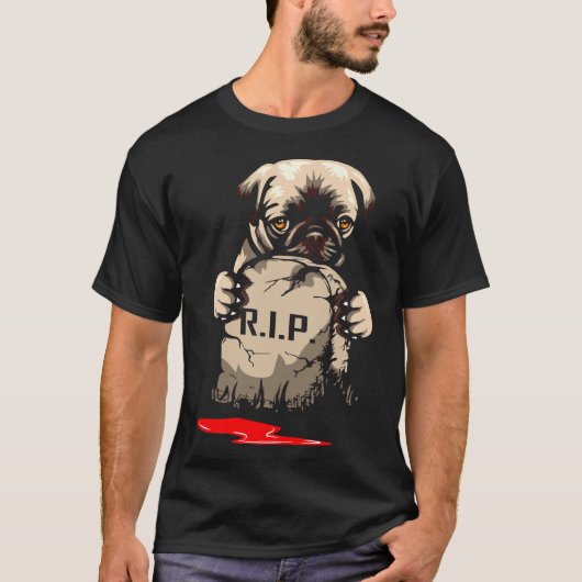 Cute Pug Grafsteen 962 T-shirt (Voorkant)