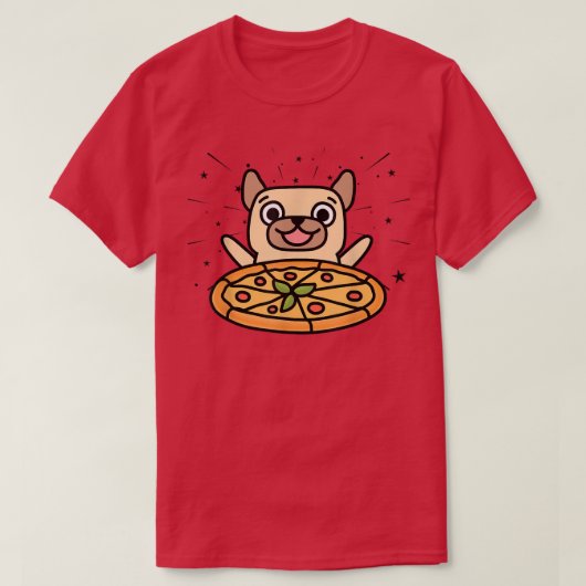 Cute Pug Graphic Pizza Lover Eetende Italiaans voe T-shirt (Design voorkant)