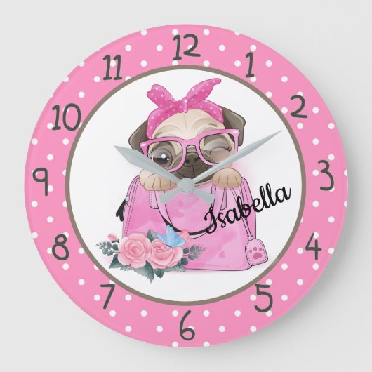 Cute Pug Grote Klok (Voorkant)
