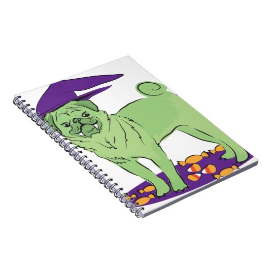Cute Pug Halloween puppy dog Notitieboek (Rechterzijde)