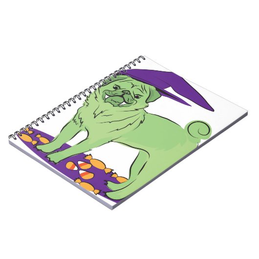 Cute Pug Halloween puppy dog Notitieboek (Linkerzijde)