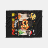 Cute Pug Happy alothanksmas Halloween Thanksgivi Fleece Deken (Voorkant (Horizontaal))
