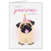 Cute Pug Happy Birthday-kaart (Voorkant)