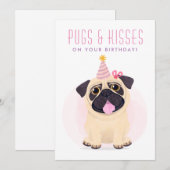 Cute Pug Happy Birthday-kaart Feestdagenkaart (Voorkant / Achterkant)