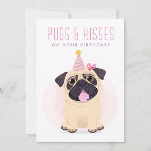 Cute Pug Happy Birthday-kaart Feestdagenkaart