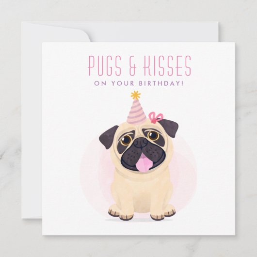 Cute Pug Happy Birthday-kaart Kaart (Voorkant)