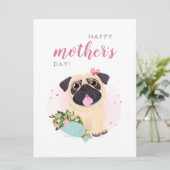 Cute Pug Happy Moederdag kaart (Staand voorkant)