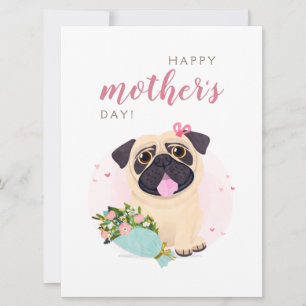 Cute Pug Happy Moederdag kaart
