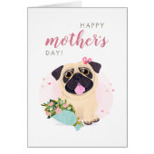 Cute Pug Happy Moederdag kaart (Voorkant)