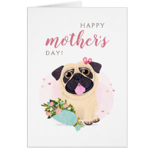 Cute Pug Happy Moederdag kaart