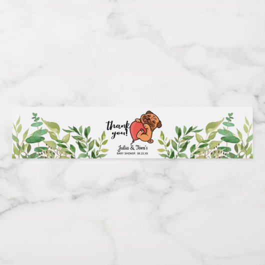 Cute Pug Hartelijk dank Baby shower Waterflaconeti Waterfles Etiket (Enkel label)