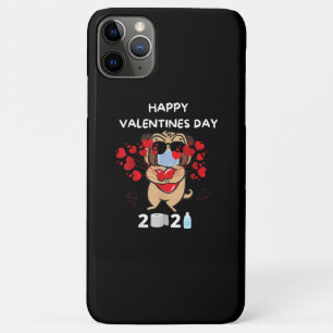 Cute Pug Heart Face Mask Happy Valentine Day Case-Mate iPhone Case