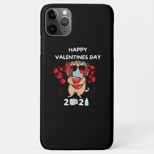 Cute Pug Heart Face Mask Happy Valentine Day Case-Mate iPhone Case (Achterkant)