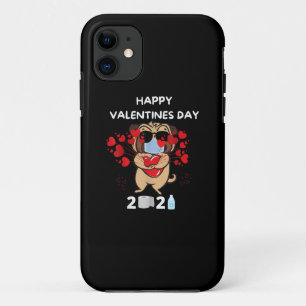 Cute Pug Heart Face Mask Happy Valentine Day Case-Mate iPhone Case