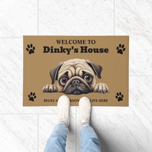 Cute Pug Hond Foto Deurmat (Binnen)