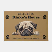 Cute Pug Hond Foto Deurmat (Voorkant)