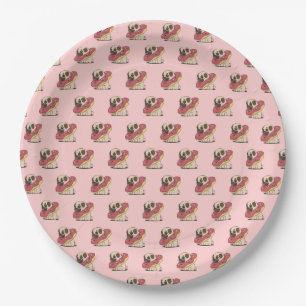 Cute Pug in een Bord Donut Paper